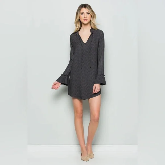 Anthropologie | Dresses | New Anthropologie Maven West Ruffle Mandarin  Collar Mini Dress Stone Nwt Xs | Poshmark